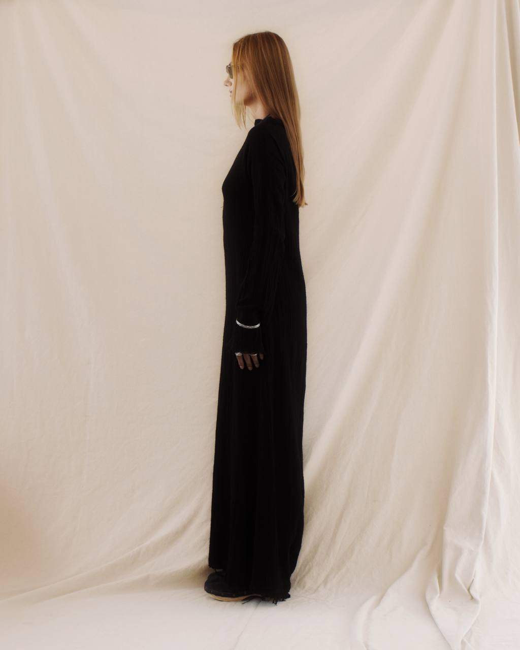 Long cotton dress in black