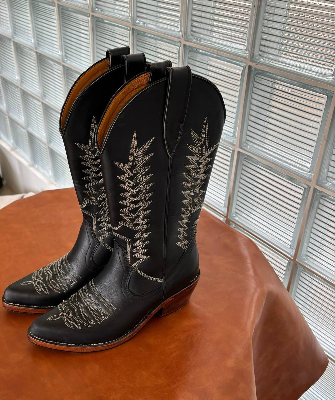 Leather cowboy boots