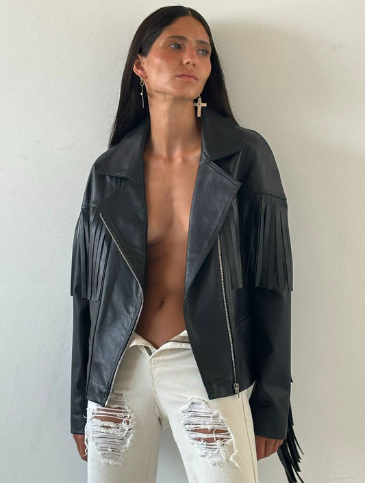 Black fringe  jacket