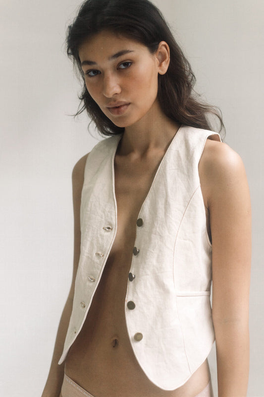 Cream denim Vest