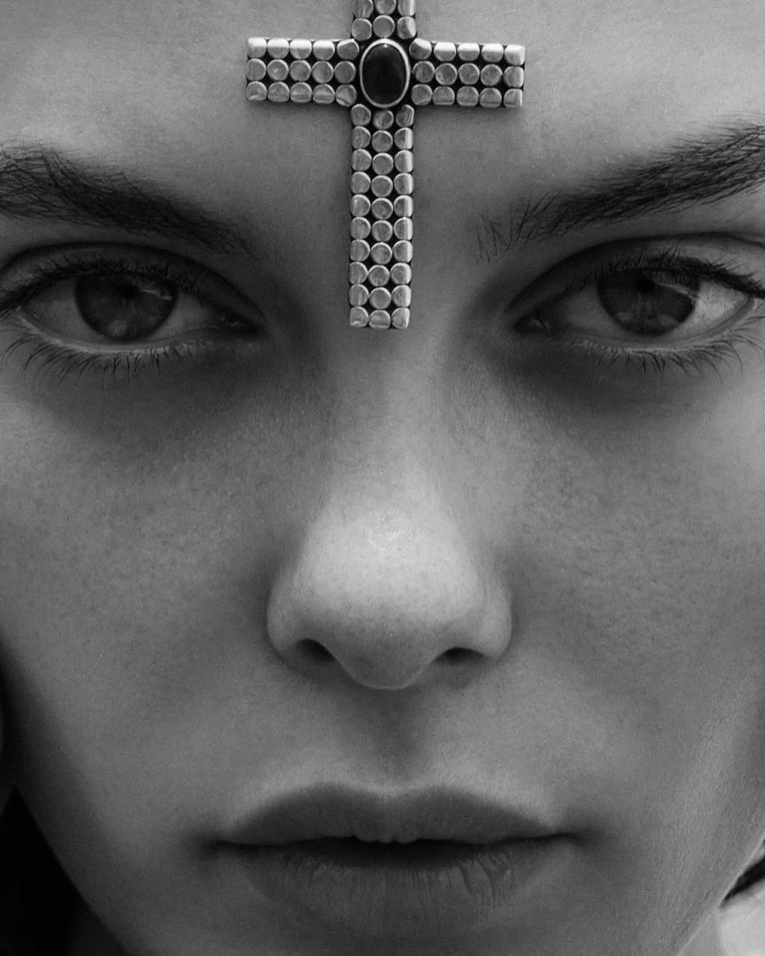Silver cross with cornelian stone