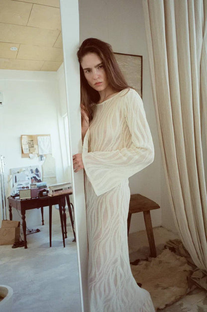 Naked lace dress in cream