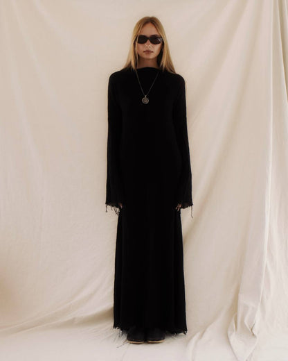 Long cotton dress in black