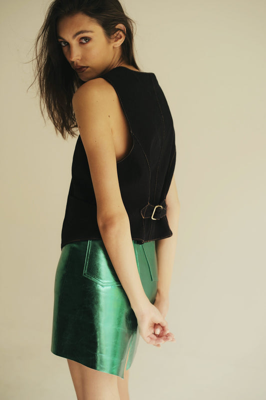 Black denim vest