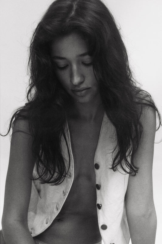 Cream denim Vest